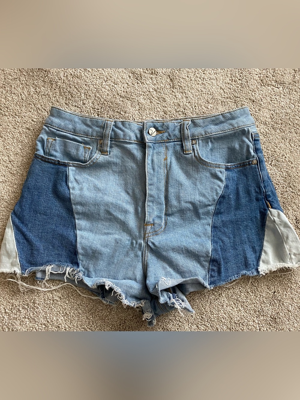 Vigoss Chevron Block Patch Denim Jean Shorts size 30